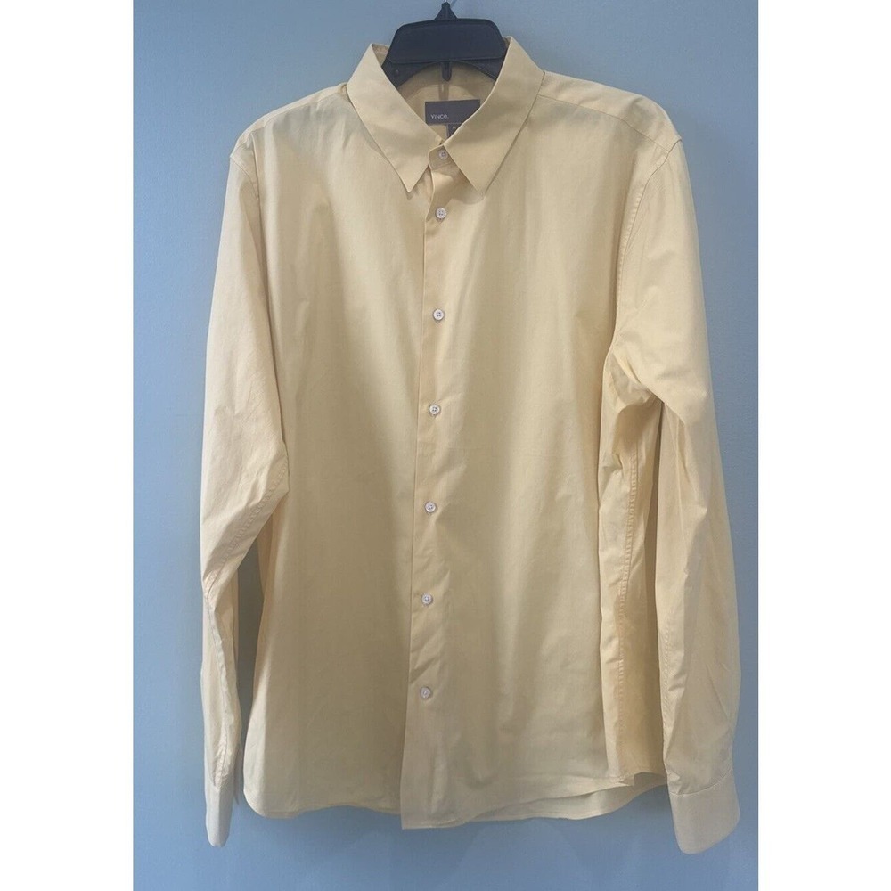 Vince Mens Sz XL Dress Shirt Button Down Yellow Formal Business Career Party​​​​